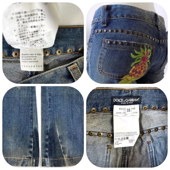 Auc D&G Distressed Embroidered Studded HAWAII TROPICAL Flare jeans - Picture 8 of 16